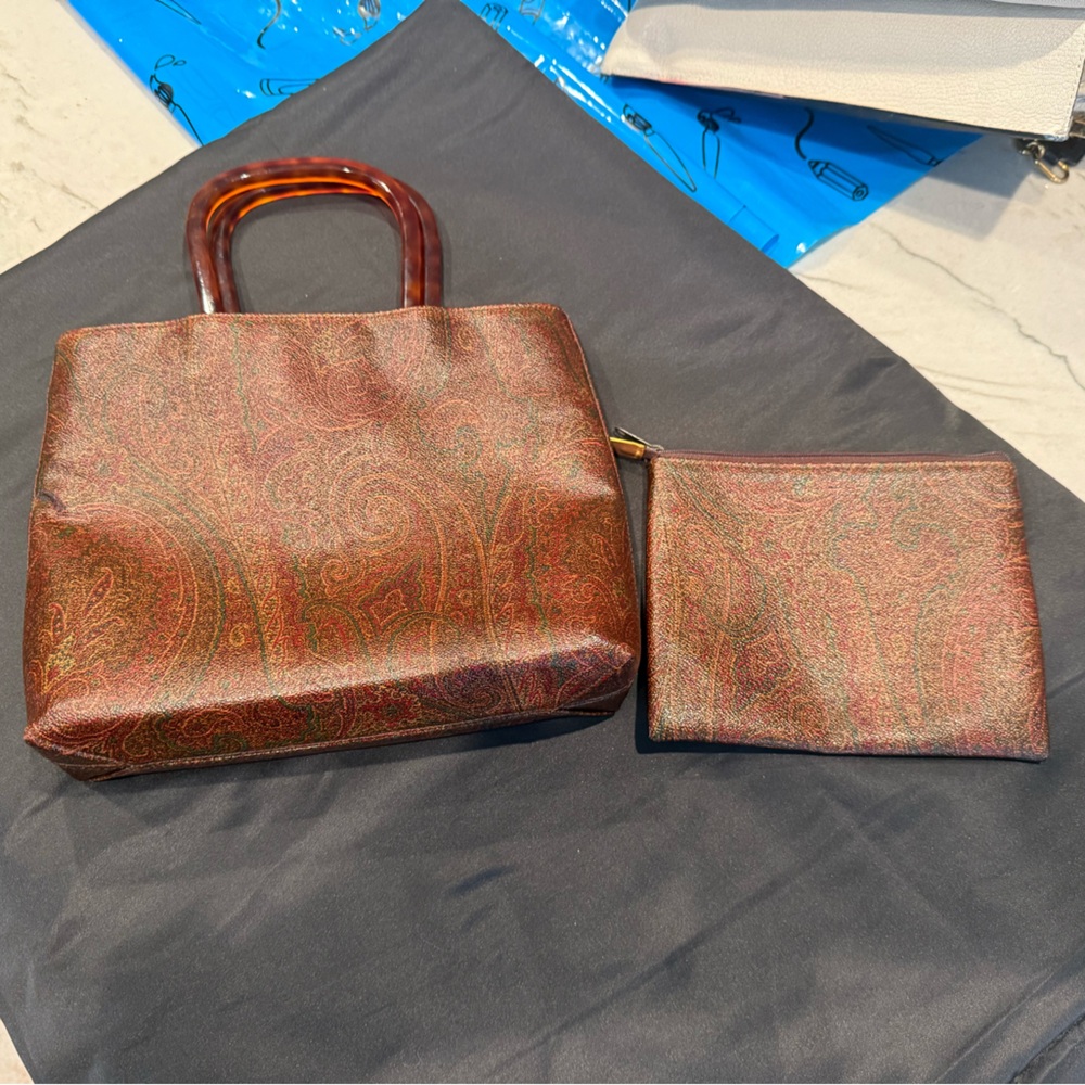 ETRO Paisley Pattern E Logo Plastic Handle PVC Pouch
Handbag (2PIECE) - Picture 3 of 16
